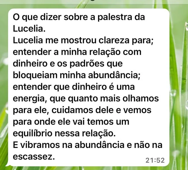 Depoimento sobre a palestra de Lucélia